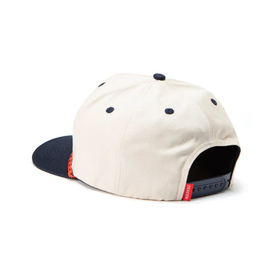 Seager Branded Cream Navy Snapback Hat