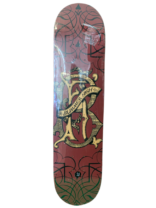 Bummer High Old English Initial Red/Black 7.5'' Classic Skateboard Deck