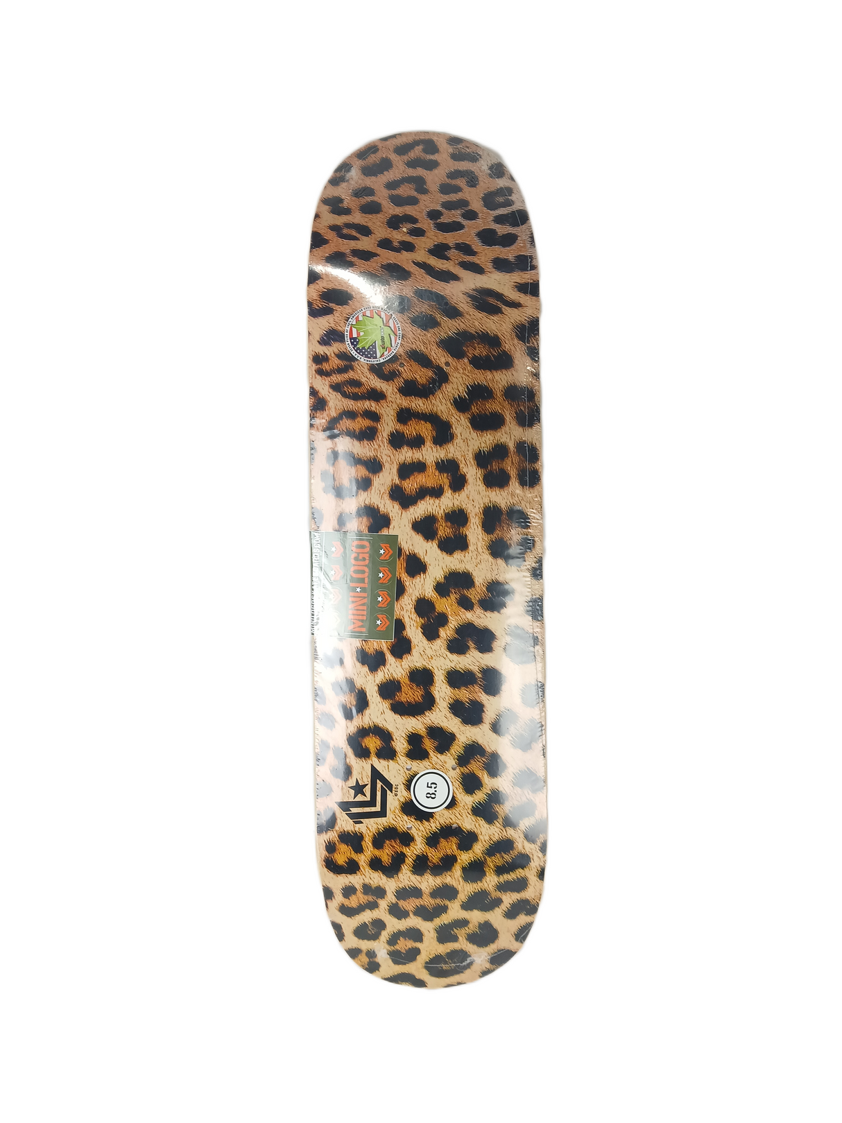 Mini-Logo Maple Leopard Fur Black Multi Size 8.5" Vintage NOS Deck