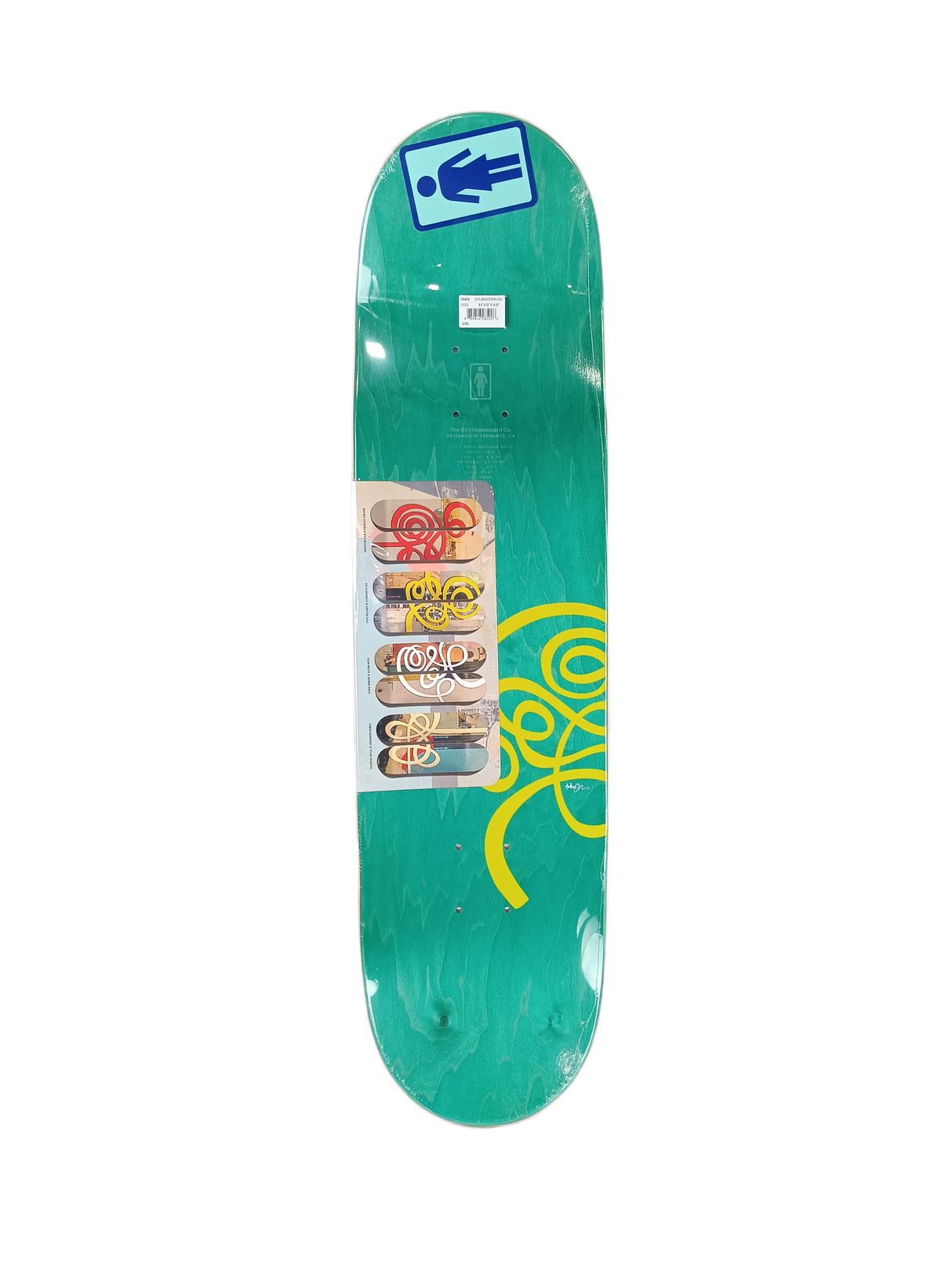 Girl Rowan Davis Swirl Series Andy Jenkins 30 Years Raised Embossed Graphic Size 8.5" Vintage NOS Deck