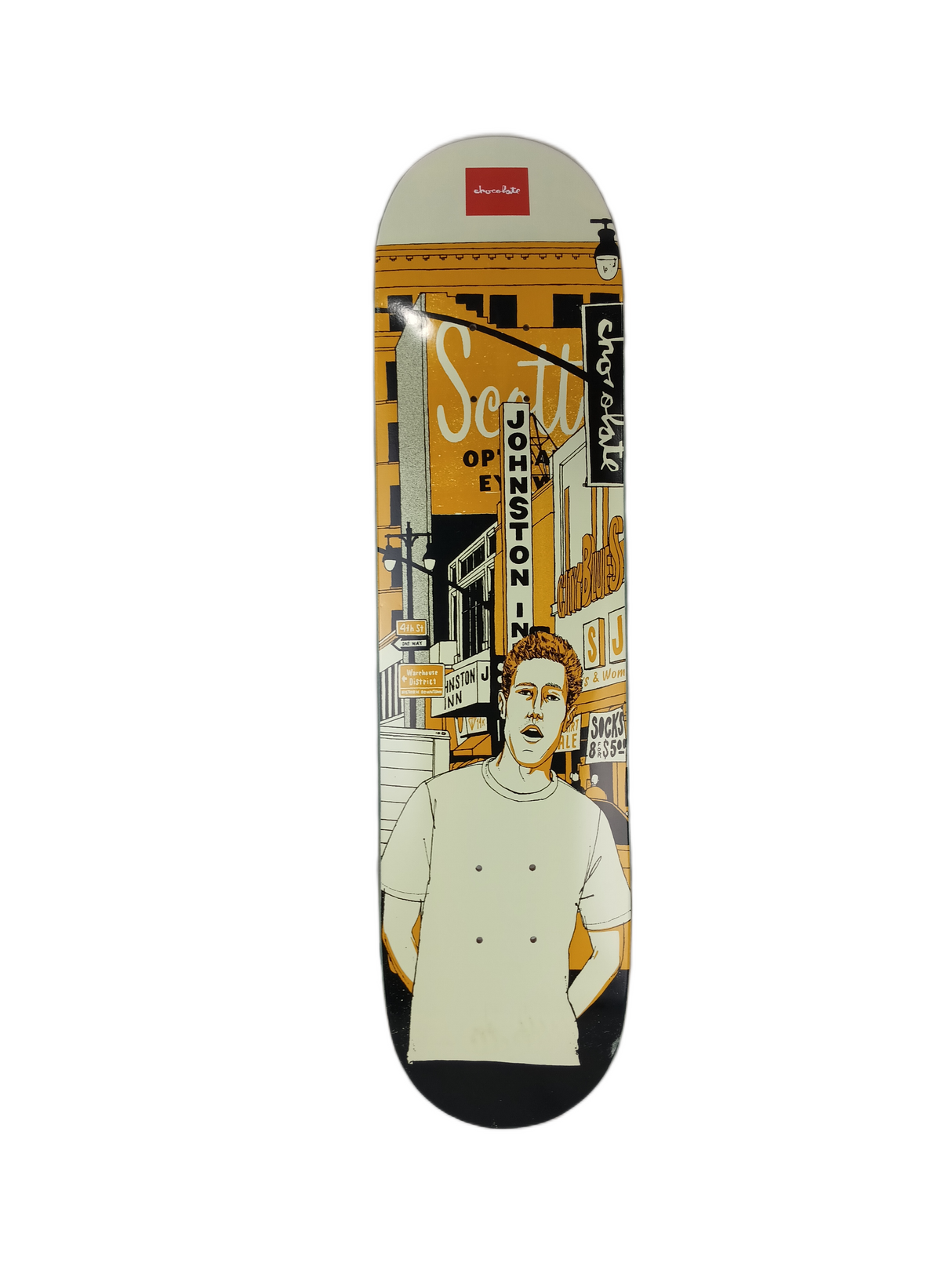 Chocolate Scott Johnston City Series Cream Red Gold Size 7.625" Vintage NOS Deck
