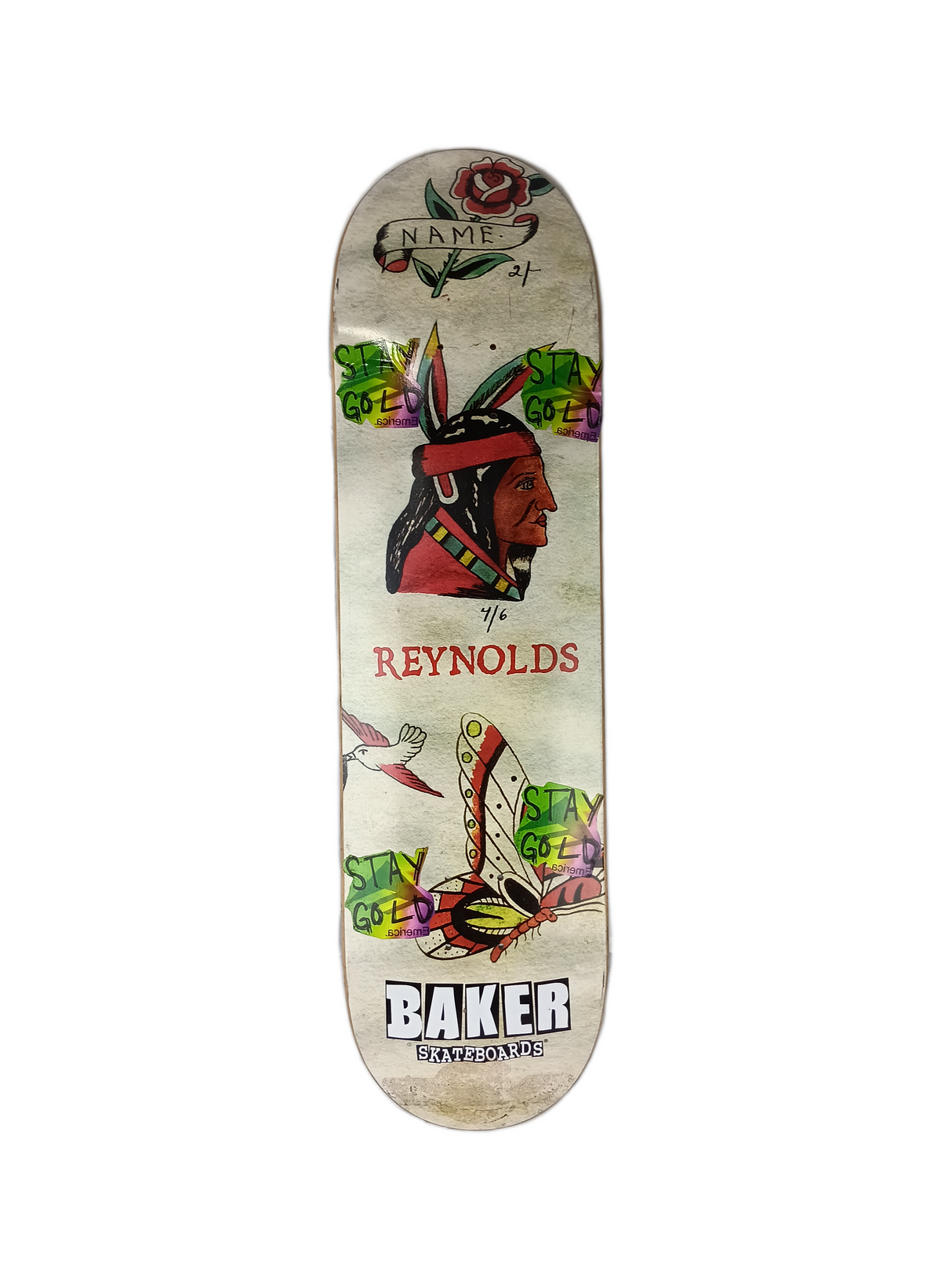 Baker Andrew Reynolds Native Chief Stickered By Andrew Reynolds But Not Skated Size 8.4" Vintage NOS Deck