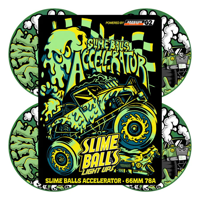 Slime Balls Accelerator Light Ups OG Slime Transparent Green 78a 66mm Cruiser Skateboard Wheels