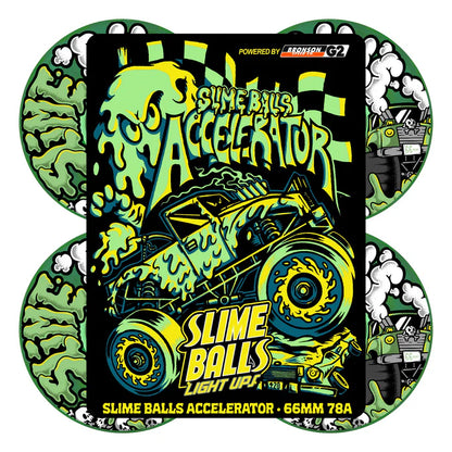 Slime Balls Accelerator Light Ups OG Slime Transparent Green 78a 66mm Cruiser Skateboard Wheels