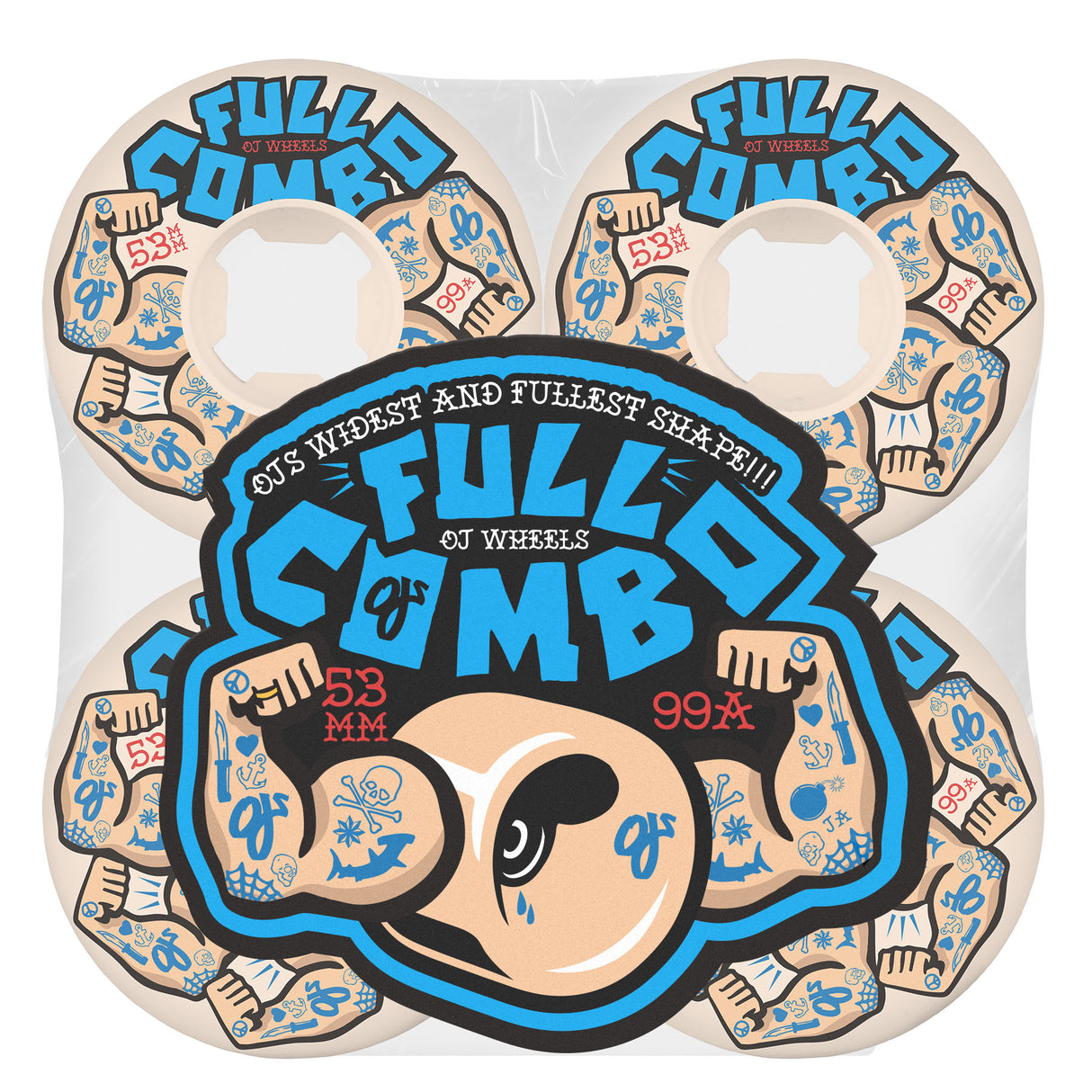 OJ 53mm Team Elite White Full Combo 99a Skateboard Wheels