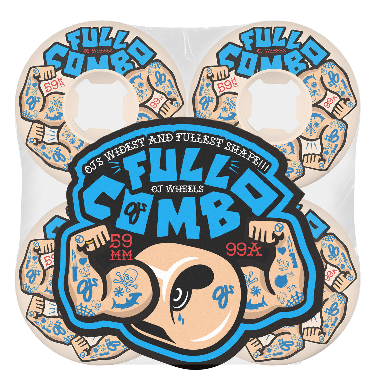 OJ 59mm Team Elite White Full Combo 99a Skateboard Wheels