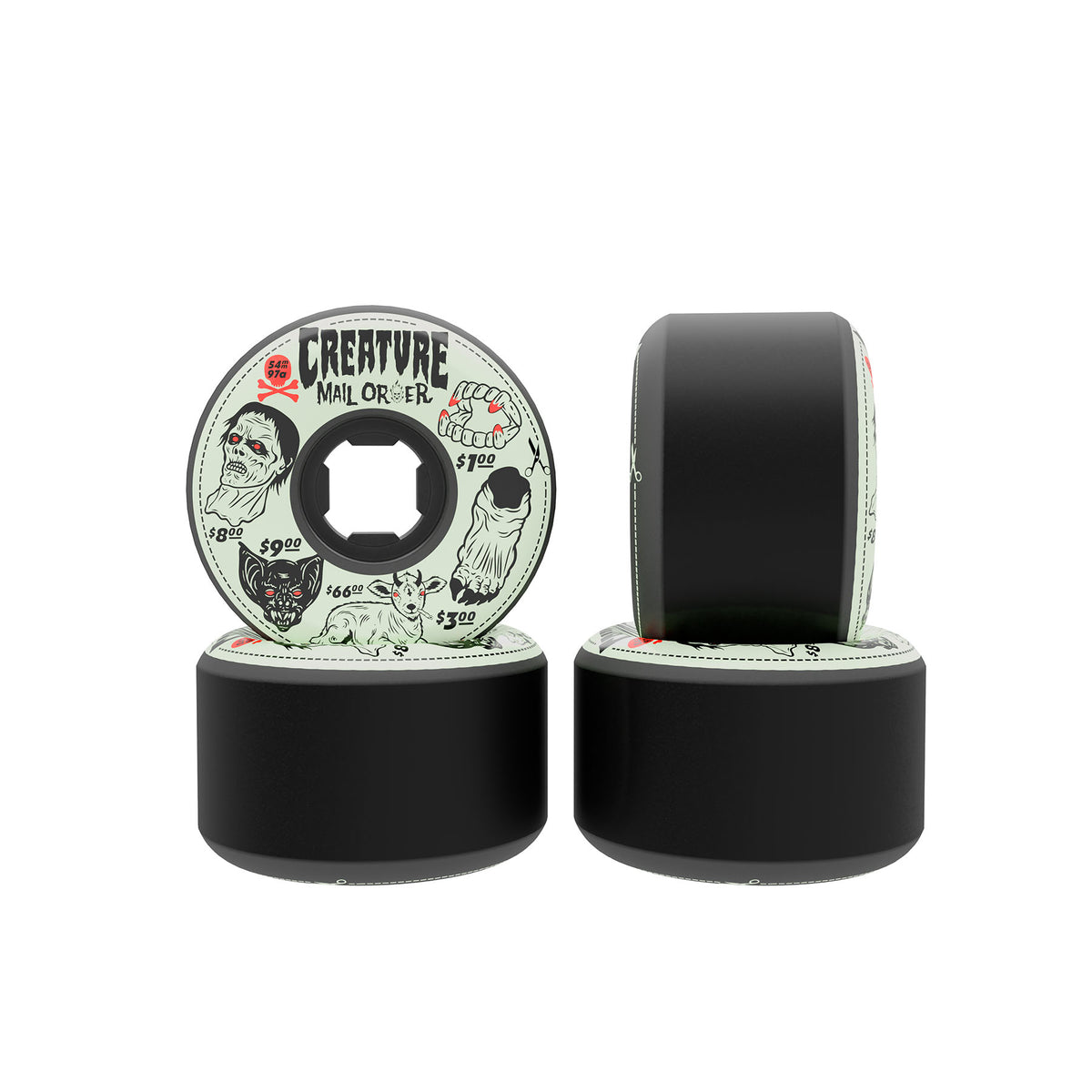 OJ Wheels 54mm Creature Mail Order Bloodsuckers Black 97a Skateboard Wheels