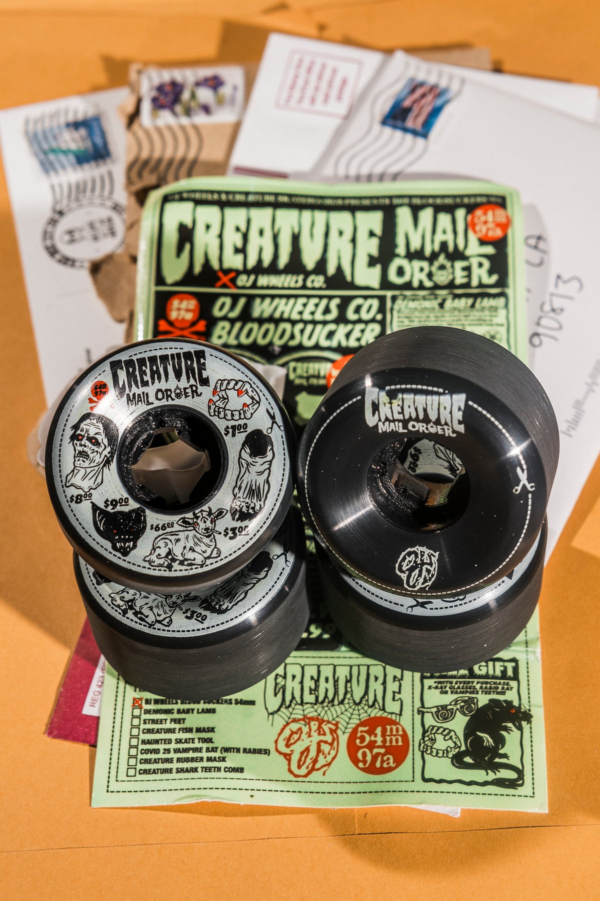 OJ Wheels 54mm Creature Mail Order Bloodsuckers Black 97a Skateboard Wheels