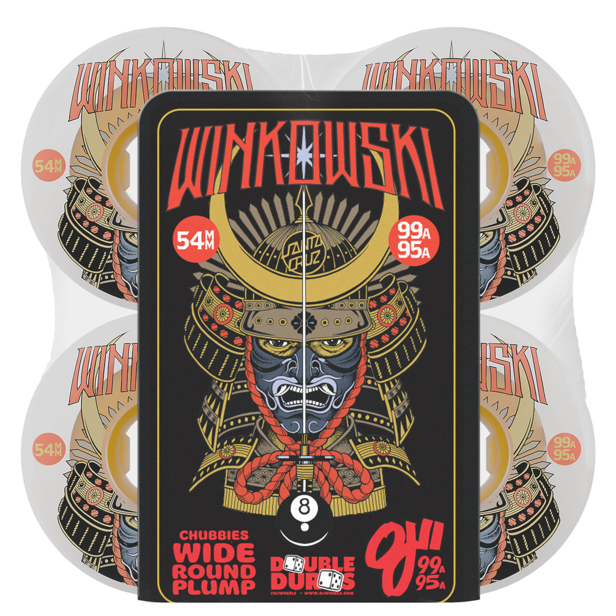 OJ Wheels 54mm Erick Winkowski Samurai Double Duro White Chubbies 99a/95a Skateboard Wheels