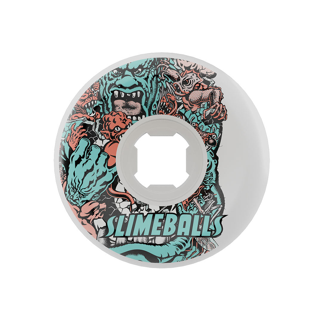 Slime Balls 56mm Rob Roskopp Five Reissue White Full Combo 97a Skateboard Wheels