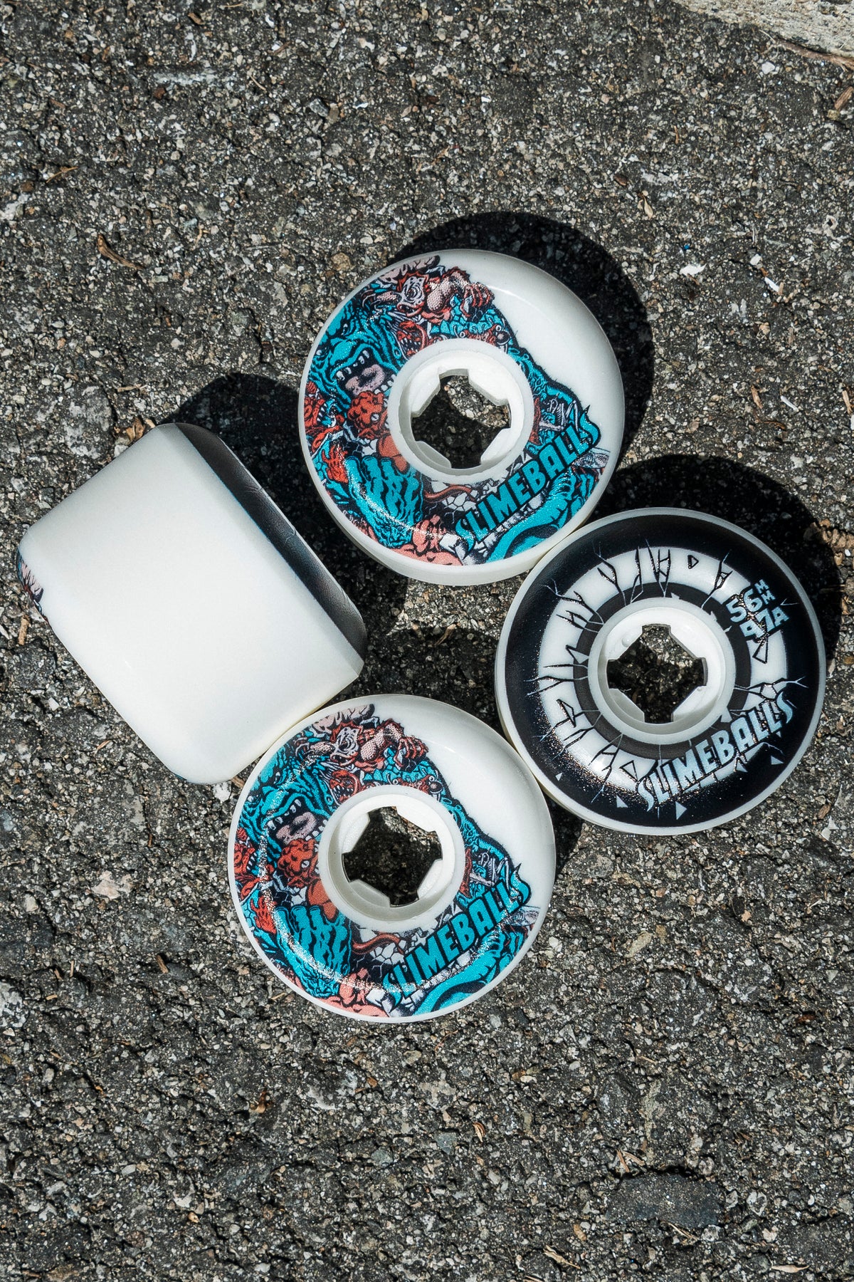 Slime Balls 56mm Rob Roskopp Five Reissue White Full Combo 97a Skateboard Wheels