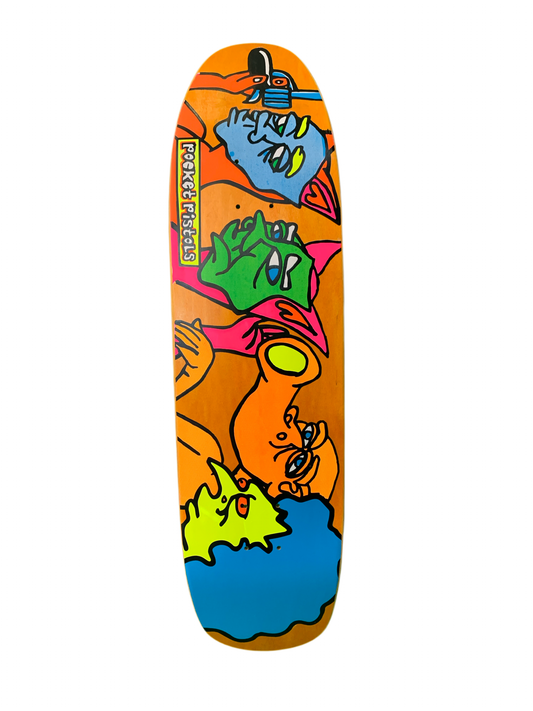 Pocket Pistols Masks Team Art by Ron Chatman Orange 8.75" Classic Skateboard Deck