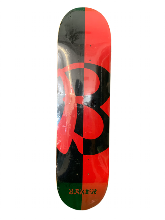 Baker Split B Logo Red/Black 8" Classic Skateboard Deck