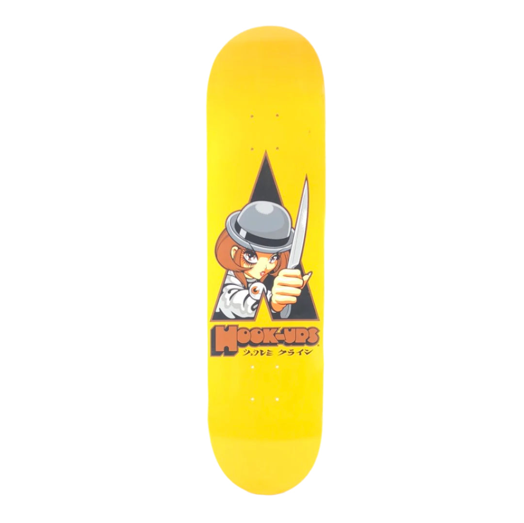 Hook-Ups Ultraviolence Clockwork Orange Yellow  Size 8" Vintage NOS Deck