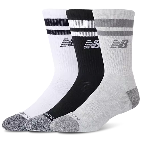 New Balance Active Premium Stripe Crew Assorted Colors 3 Pack Socks