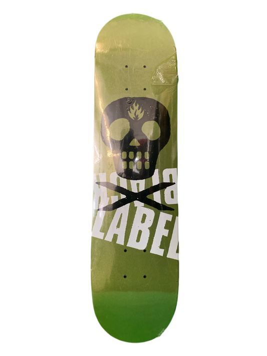 Black Label Flame Skull Logo Green 7.6" Classic Skateboard Deck