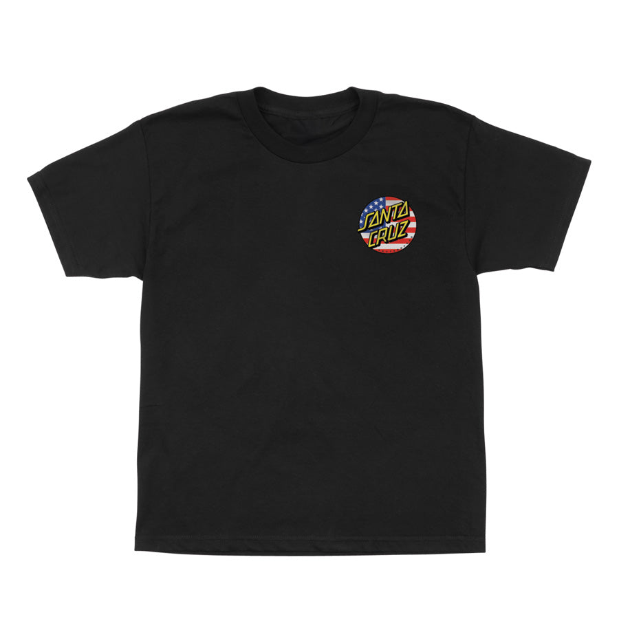 Santa Cruz July 4th Dot V2 Midweight Black Youth S/s Shirt