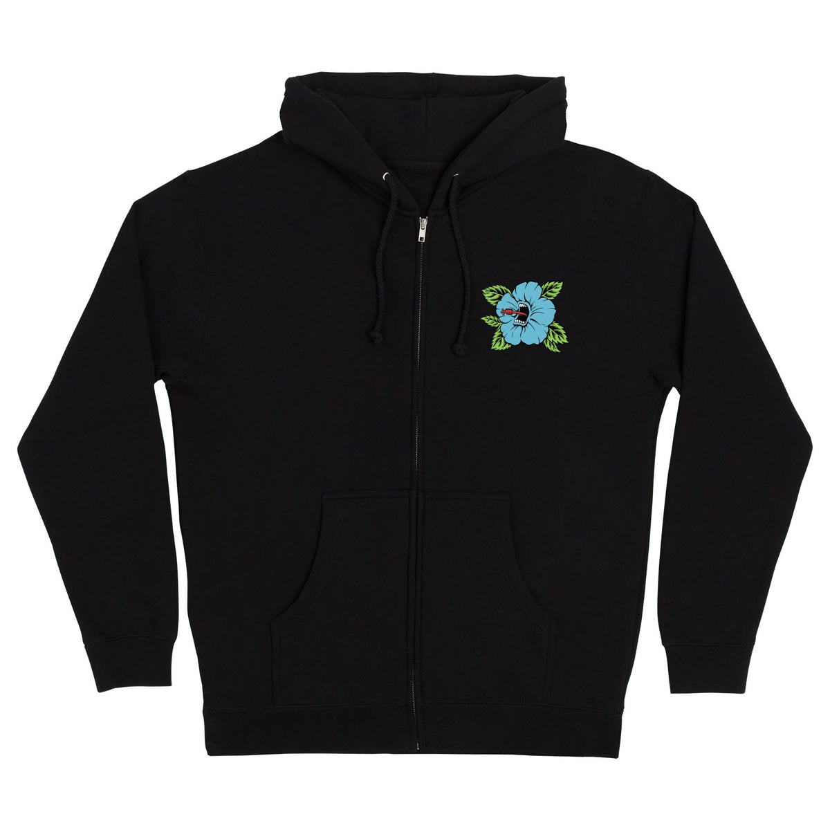 Santa Cruz Screaming Hibiscus Dot Zip Hooded Midweight Sweatshirt Black
