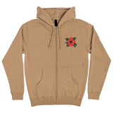Santa Cruz Screaming Hibiscus Dot Zip Hooded Midweight Sweatshirt Sandstone
