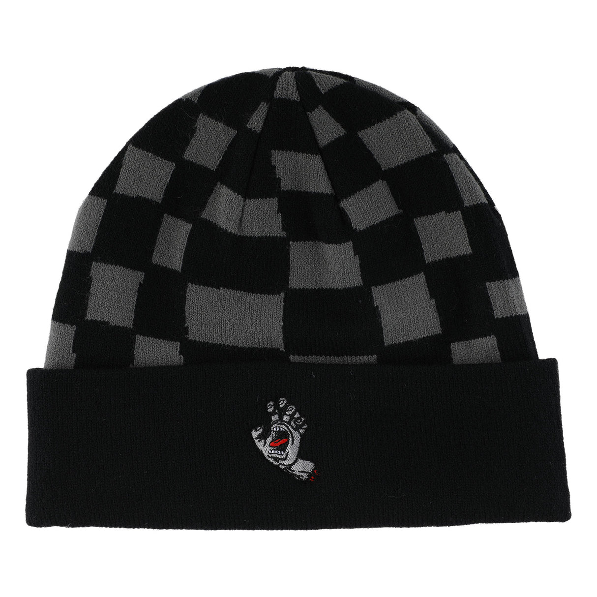 Santa Cruz Screaming Hand Black Checker Long Shoreman Beanie
