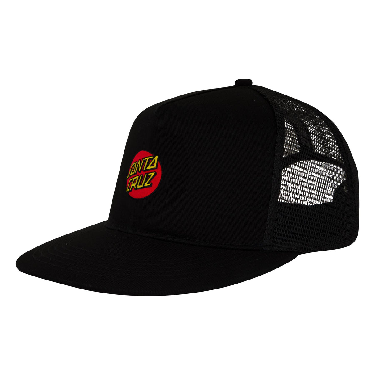 Santa Cruz Embroidered Black Mesh Trucker Snapback Hat