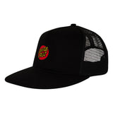 Santa Cruz Embroidered Black Mesh Trucker Snapback Hat