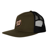 Santa Cruz Embroidered Olive Black Mesh Trucker Snapback Hat