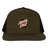 Santa Cruz Embroidered Olive Black Mesh Trucker Snapback Hat