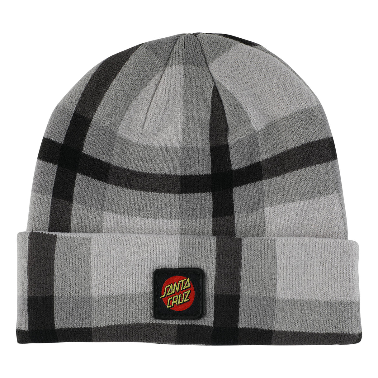 Santa Cruz Cruz Label Black Plaid Long Shoreman Beanie