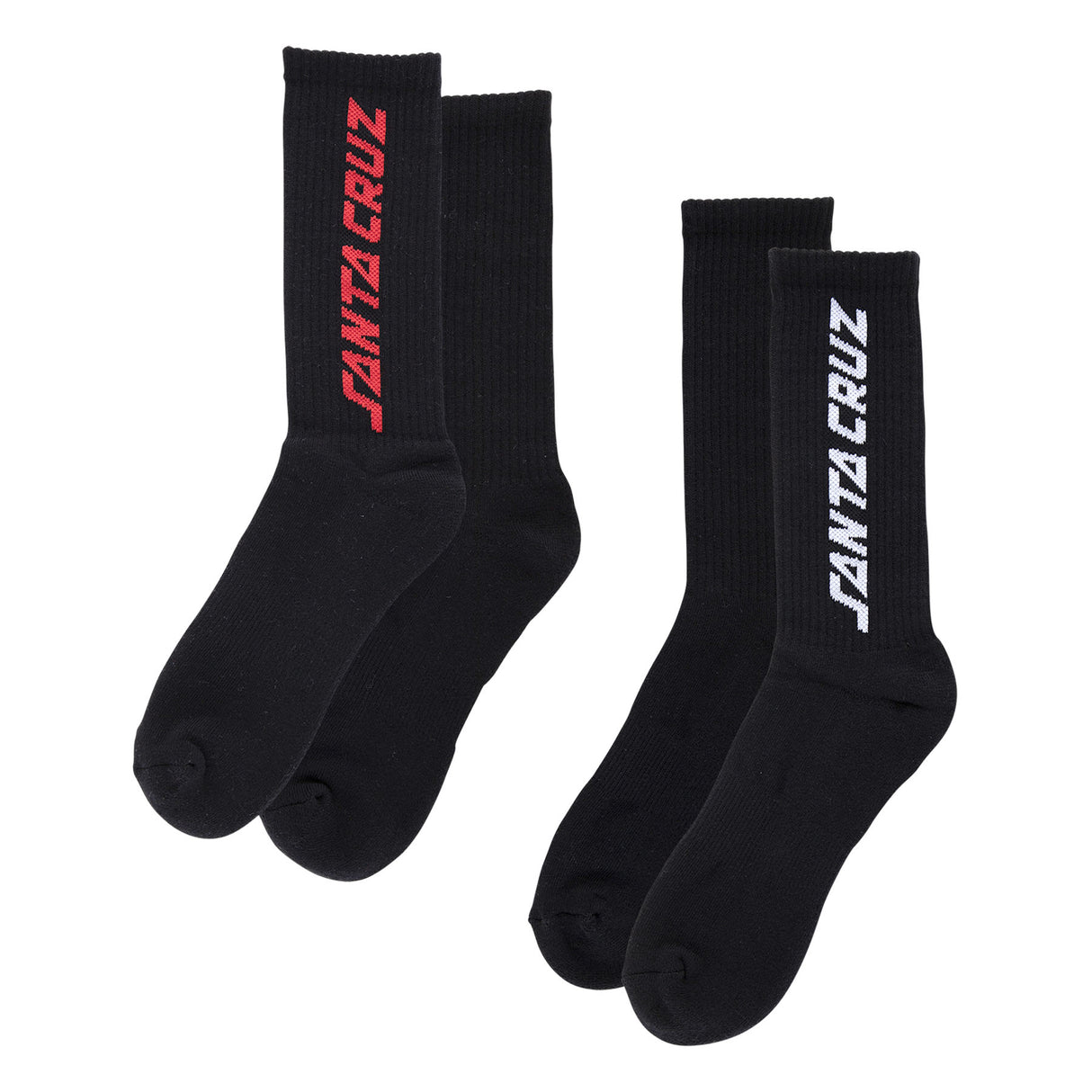 Santa Cruz Solid Strip Black Multi 2-Pack Crew Socks
