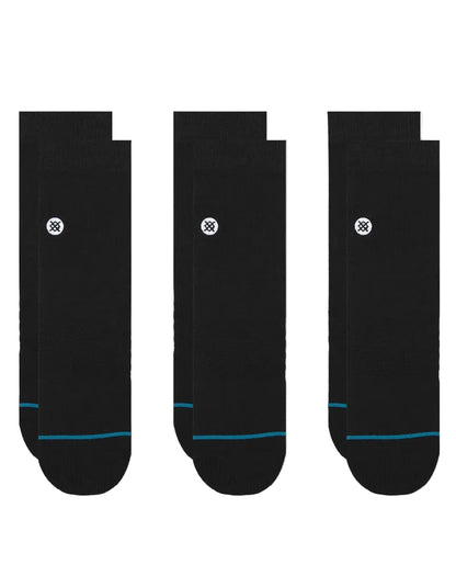 Stance Icon Quarter 3 Pack Black Socks