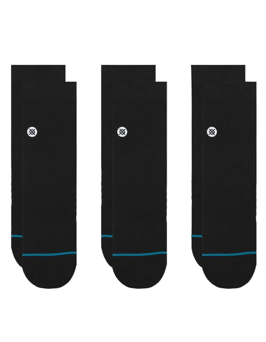 Stance Icon Quarter 3 Pack Black Socks