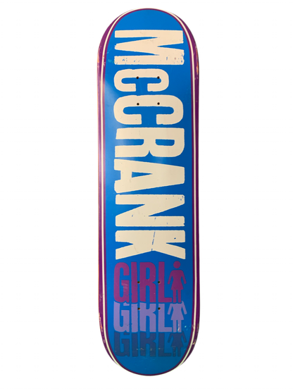 Girl Rick McCrank Repeated Logo Name Purple/Blue 8.3" Classic Skateboard Deck
