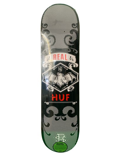 Real Skateboards HUF Bat Black/White/Red 7.75" Classic Skateboard Deck