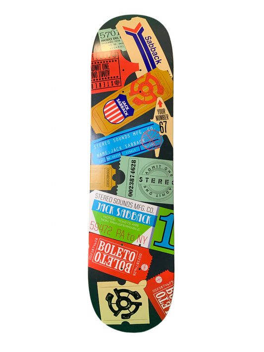 Stereo Jack Sabback Ticket Stub Collage 8" Classic Skateboard Deck