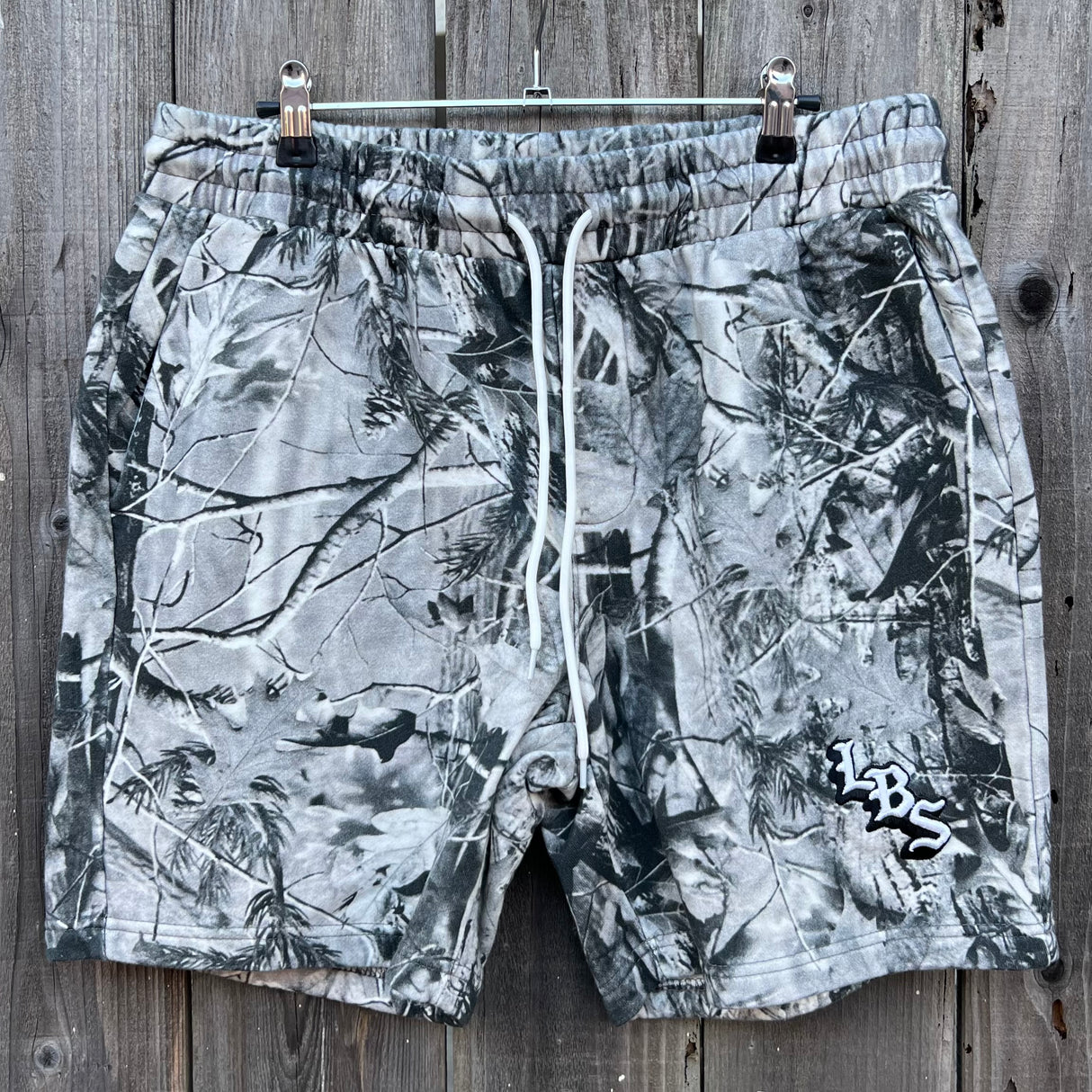 Long Beach Skate Co LBS Long Side Vintage Grey Wood Camo Volley Short