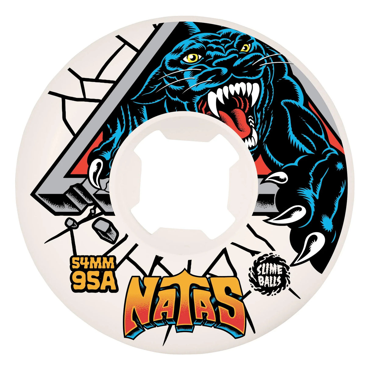Slime Balls Natas Reissue White Hardline 95a 54mm Cruiser Skateboard Wheels