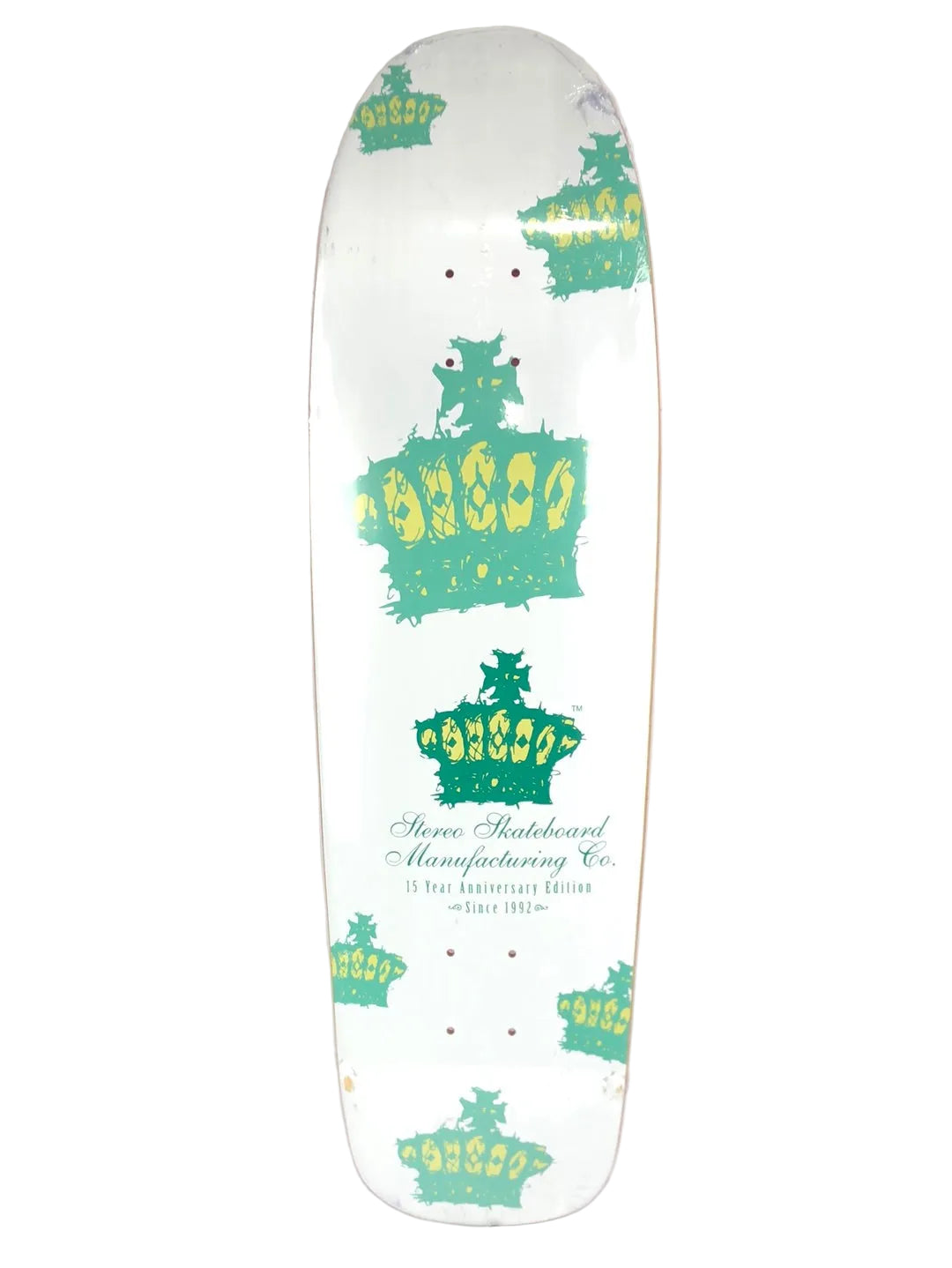 Stereo 15 Years Anniversary Crown White/Teal Size 9'' Vinage Shaped Deck 2007