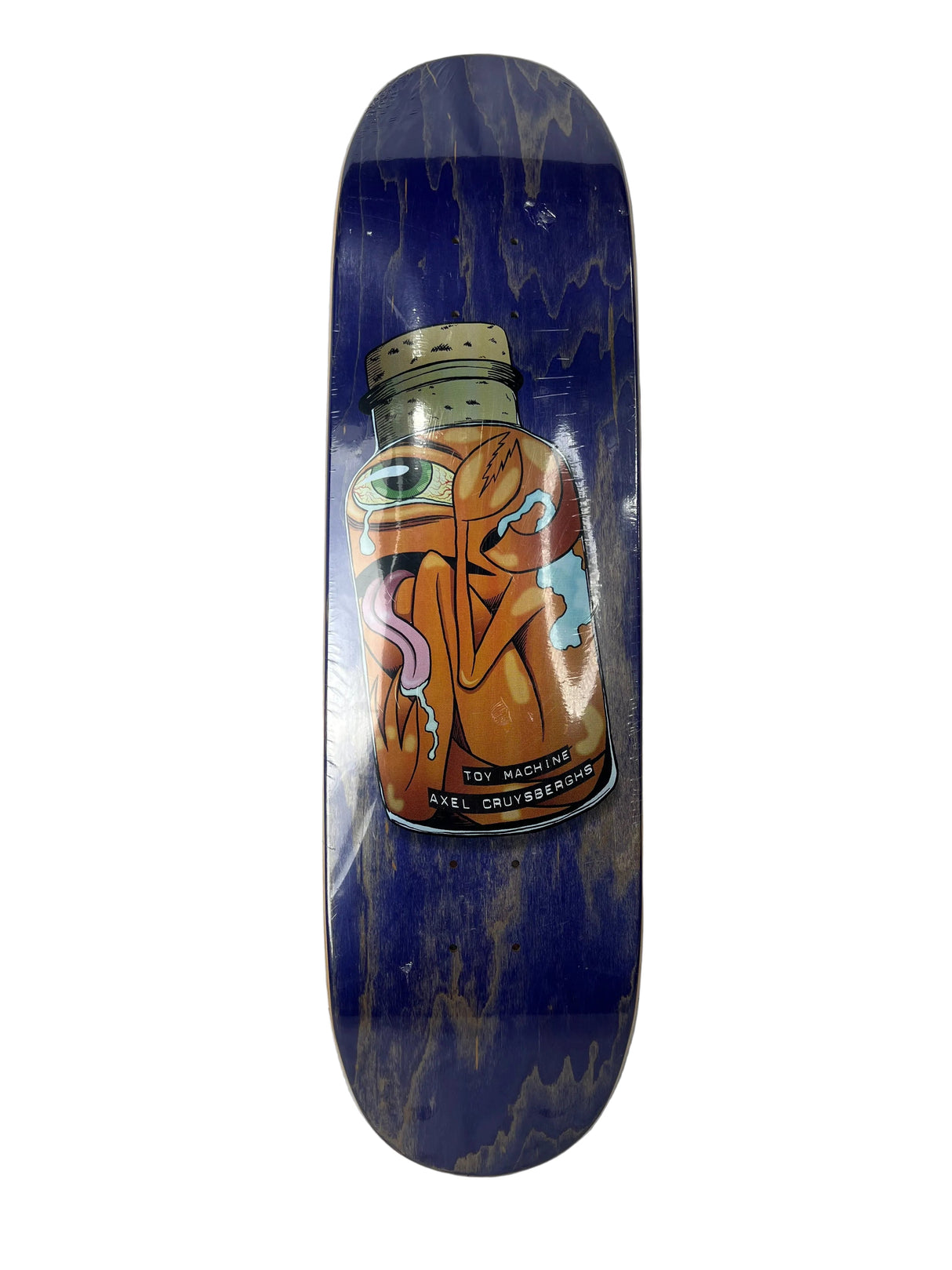 Toy Machine Axel Cruysburghs Axel Sect Jar Woodgrain Purple Blue Size 8.5" Vintage NOS Shaped Deck