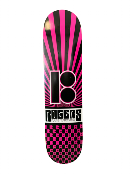 Plan B Jereme Rogers Logo Stripes Pink/Black 7.6" Classic Skateboard Deck