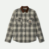 Brixton Builders Bowery Performance Off White Black L/s Flannel Shirt