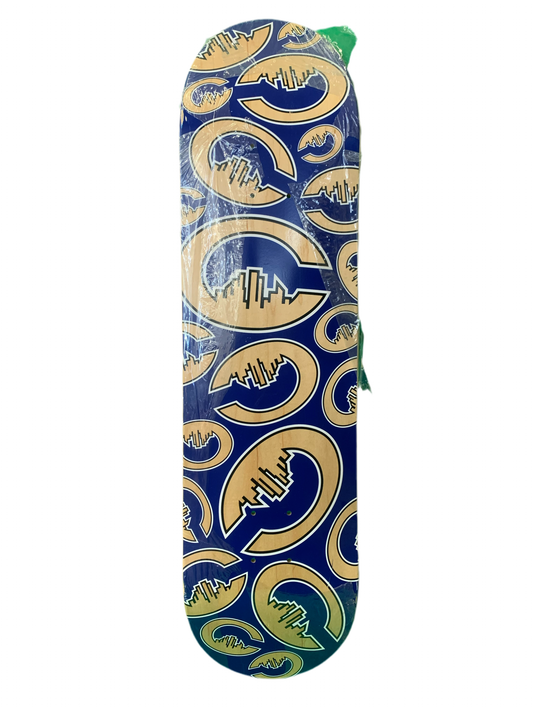 City Logo Pattern Blue 8" Classic Skateboard Deck