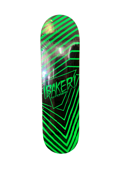 Baker Skateboards Vision Black/Green Logo 8" Classic Skateboard Deck