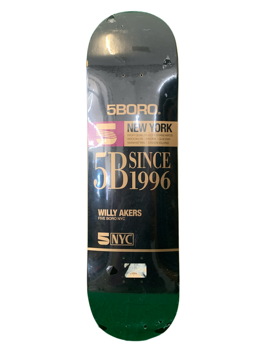 5boro Willy Akers Pro Black 8.5" Classic Skateboard Deck