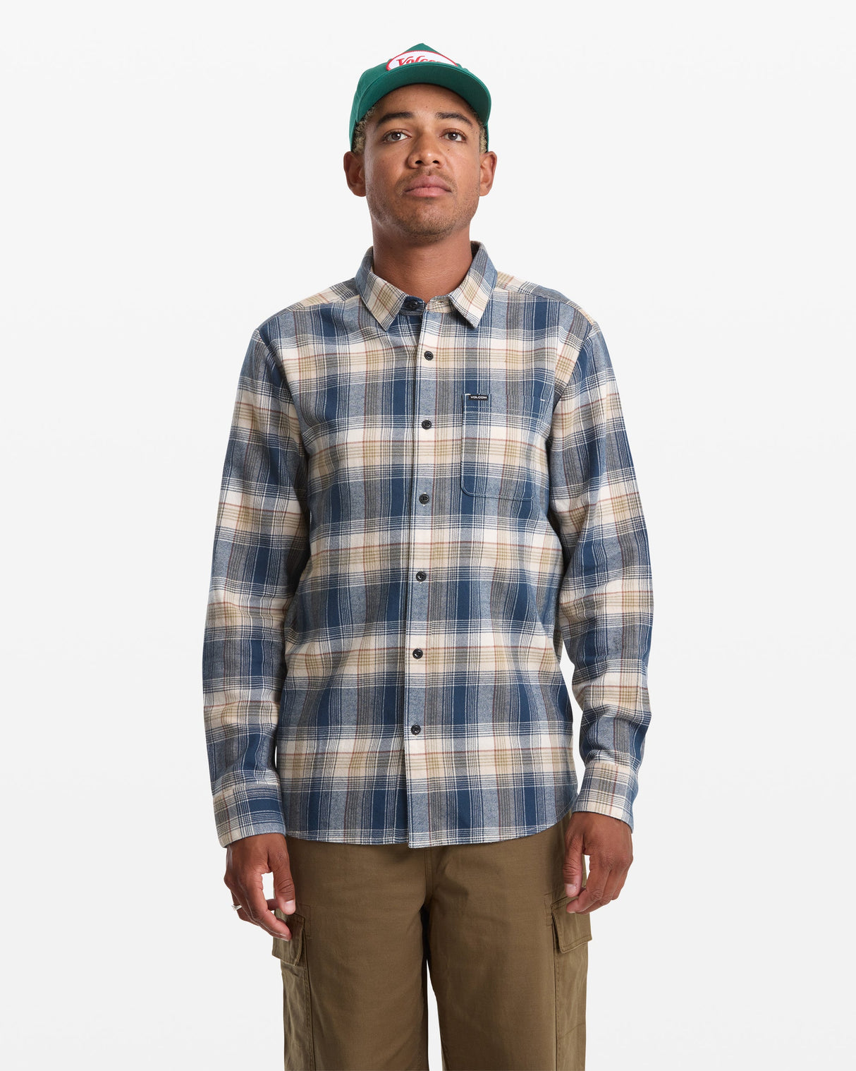 Volcom Caden Plaid Dirty White L/s Button Up Shirt