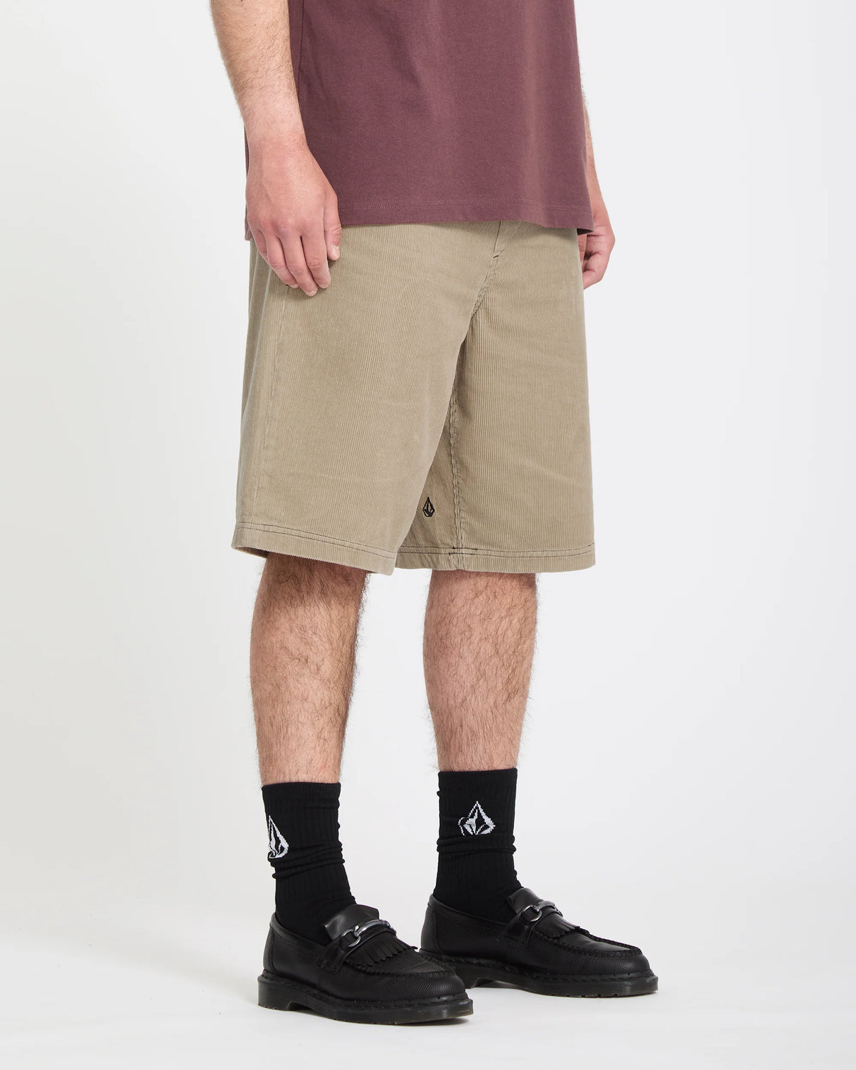Volcom Freazy Loose Elastic Waist 22" Light Khaki Shorts