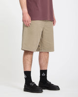Volcom Freazy Loose Elastic Waist 22" Light Khaki Shorts