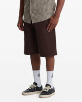 Volcom Chillow 24" Pleated Elastic Waist Cacao Brown Shorts