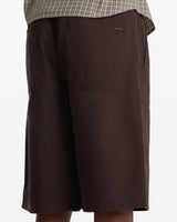 Volcom Chillow 24" Pleated Elastic Waist Cacao Brown Shorts