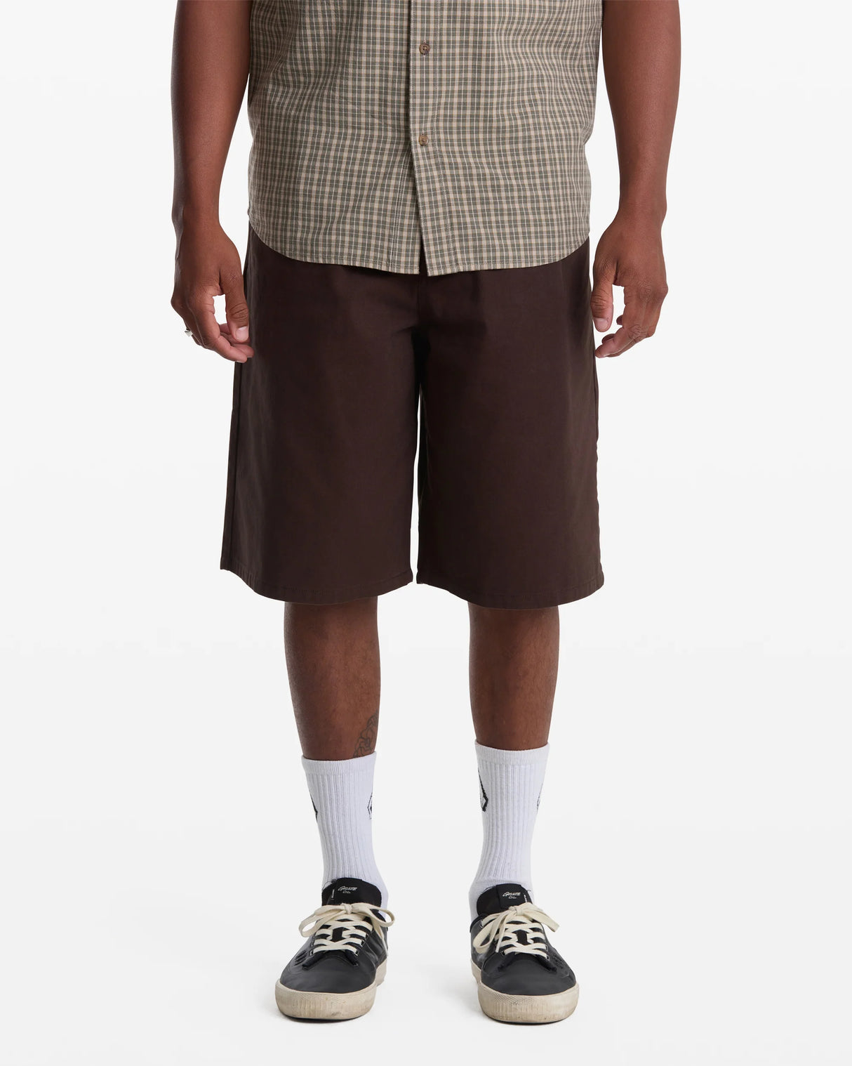 Volcom Chillow 24" Pleated Elastic Waist Cacao Brown Shorts